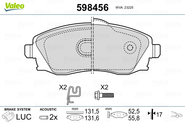 Placute frana VALEO 598456