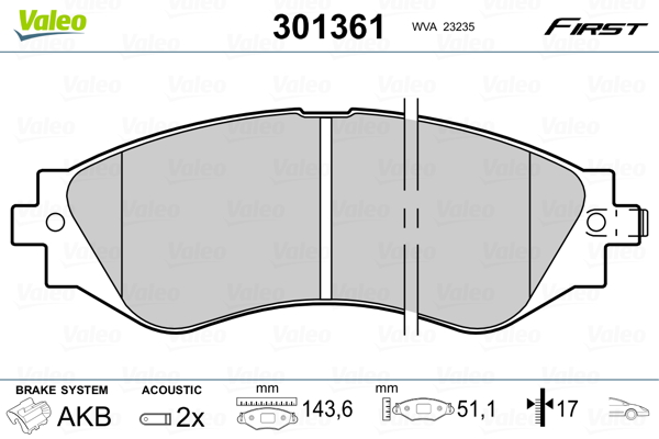 Placute frana VALEO 301361