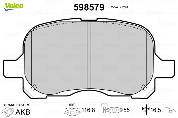 Placute frana VALEO 598579