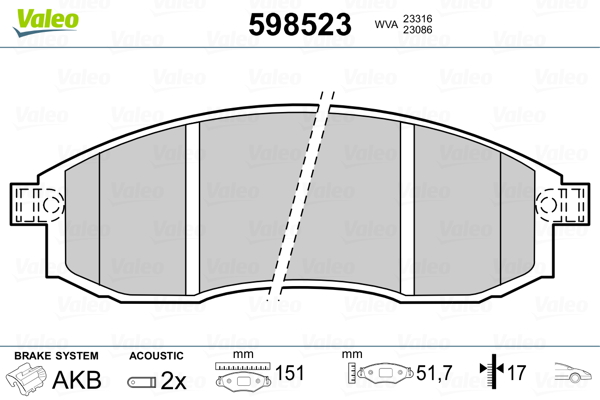 Placute frana VALEO 598523