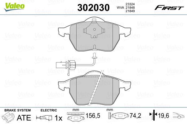 Placute frana VALEO 302030