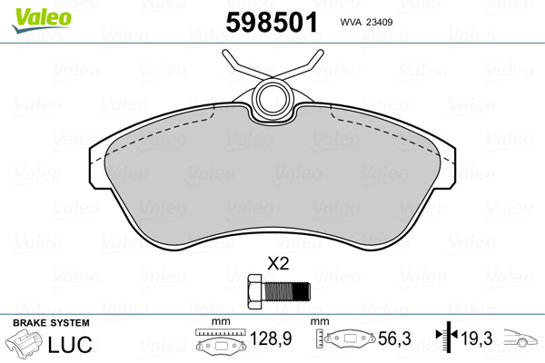 Placute frana VALEO 598501