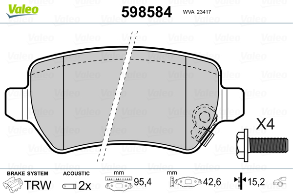 Placute frana VALEO 598584