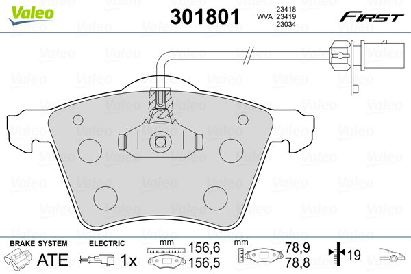 Placute frana VALEO 301801