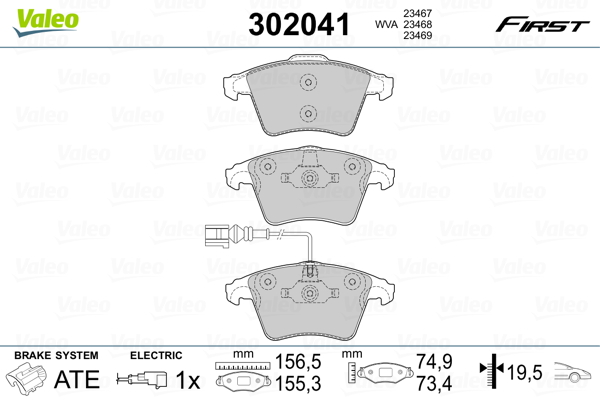 Placute frana VALEO 302041