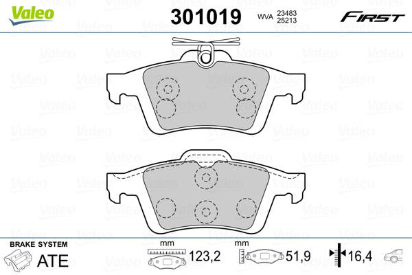 Placute frana VALEO 301019