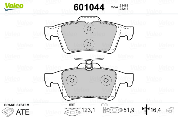 Placute frana VALEO 601044