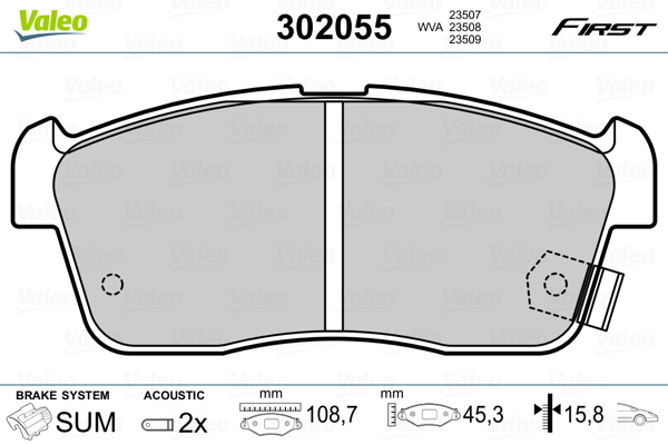 Placute frana VALEO 302055