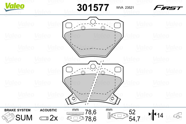 Placute frana VALEO 301577