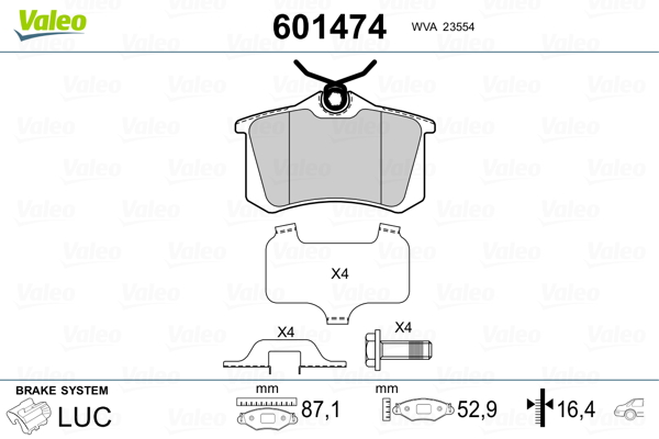 Placute frana VALEO 601474
