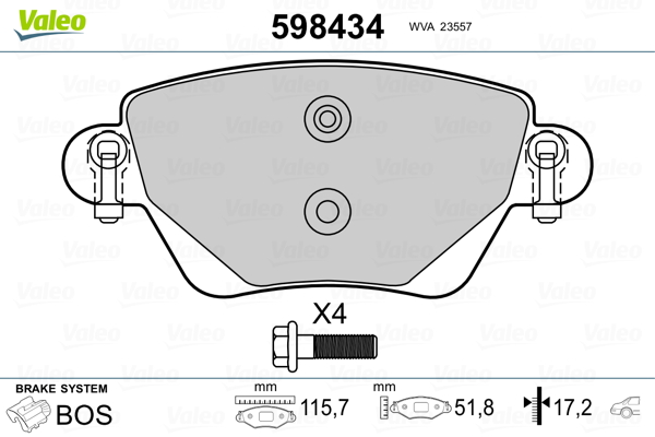 Placute frana VALEO 598434