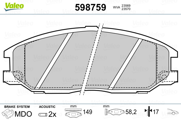 Placute frana VALEO 598759
