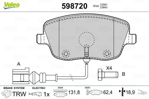 Placute frana VALEO 598720