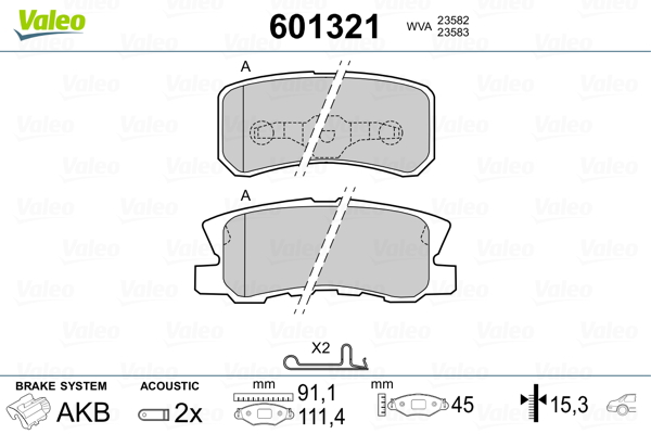 Placute frana VALEO 601321