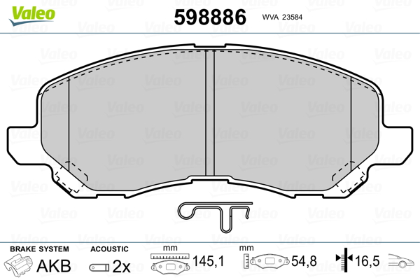 Placute frana VALEO 598886