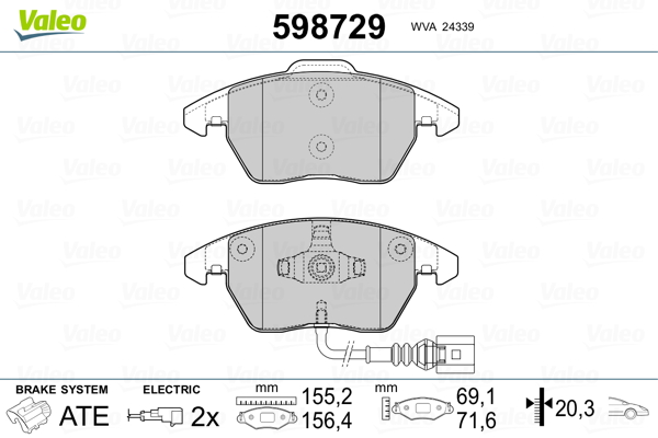 Placute frana VALEO 598729