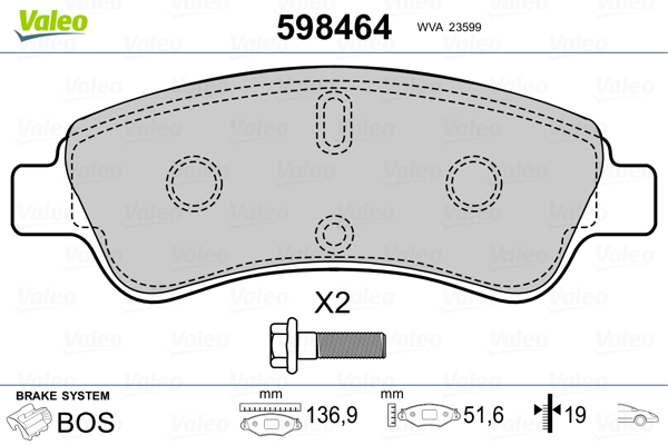 Placute frana VALEO 598464