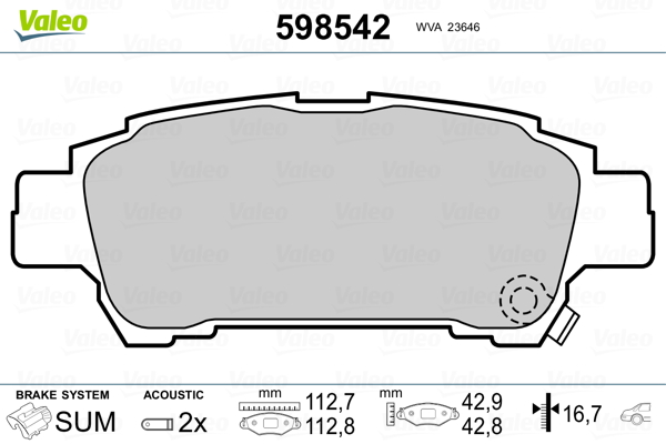 Placute frana VALEO 598542