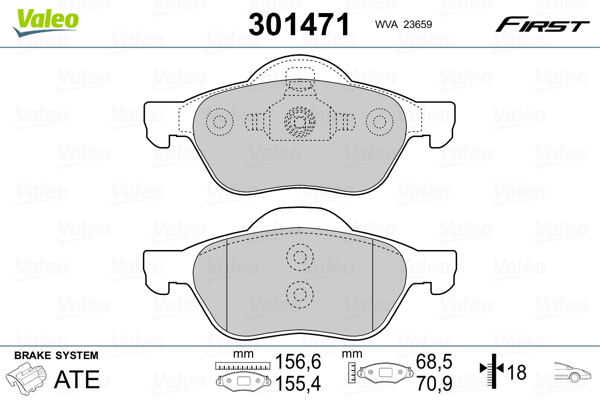 Placute frana VALEO 301471