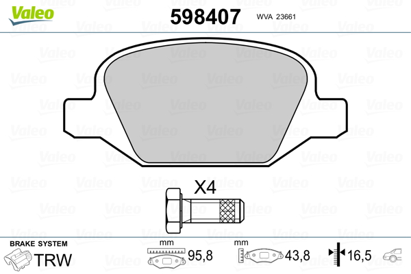 Placute frana VALEO 598407