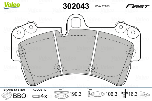 Placute frana VALEO 302043