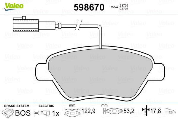 Placute frana VALEO 598670