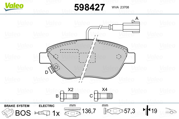 Placute frana VALEO 598427