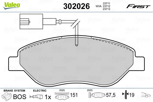 Placute frana VALEO 302026