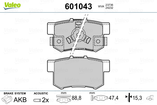Placute frana VALEO 601043