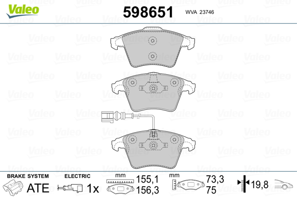 Placute frana VALEO 598651