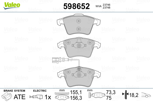 Placute frana VALEO 598652