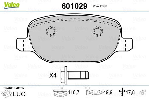 Placute frana VALEO 601029