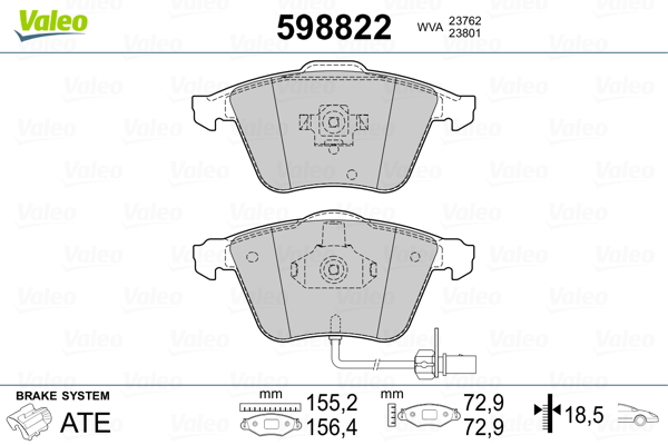 Placute frana VALEO 598822