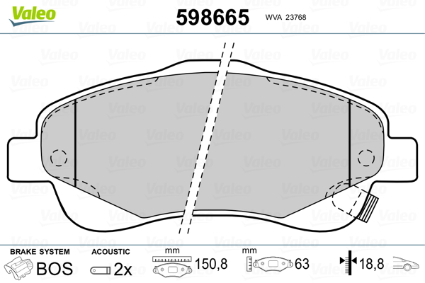 Placute frana VALEO 598665
