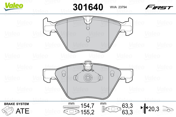 Placute frana VALEO 301640