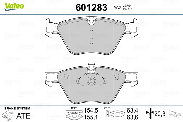 Placute frana VALEO 601283