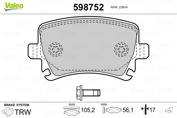Placute frana VALEO 598752