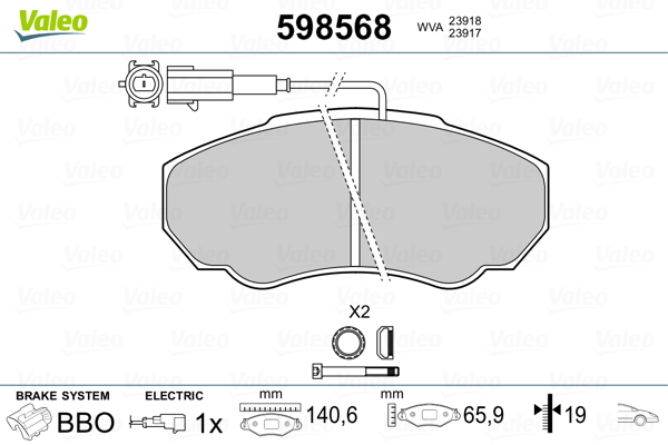 Placute frana VALEO 598568