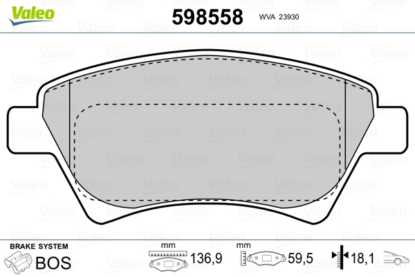Placute frana VALEO 598558