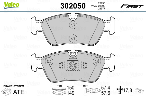 Placute frana VALEO 302050