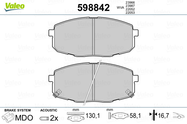 Placute frana VALEO 598842