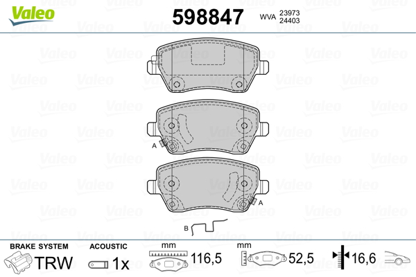 Placute frana VALEO 598847