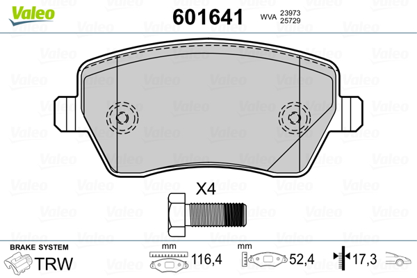 Placute frana VALEO 601641