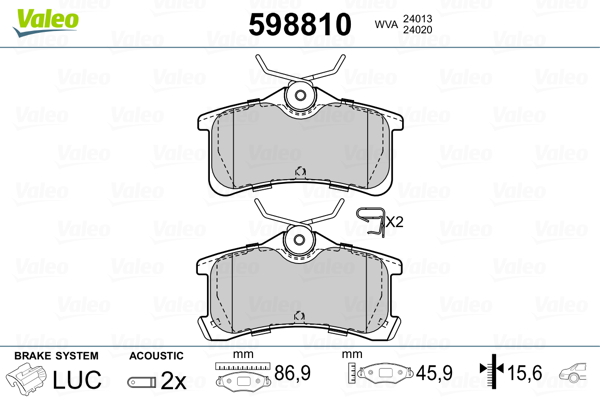 Placute frana VALEO 598810