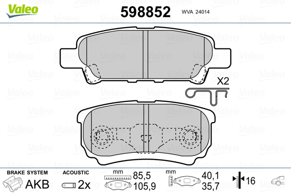 Placute frana VALEO 598852