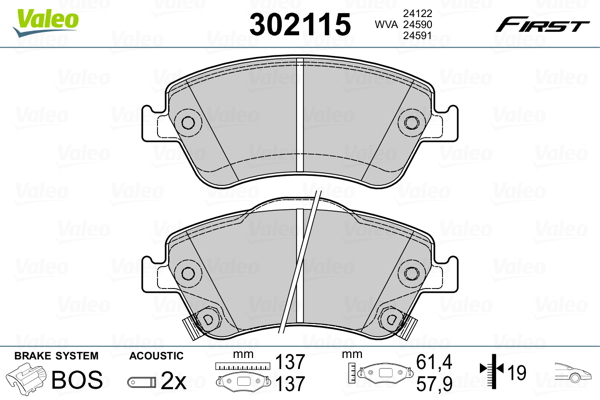 Placute frana VALEO 302115