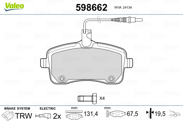 Placute frana VALEO 598662
