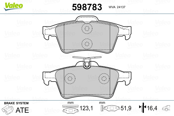 Placute frana VALEO 598783