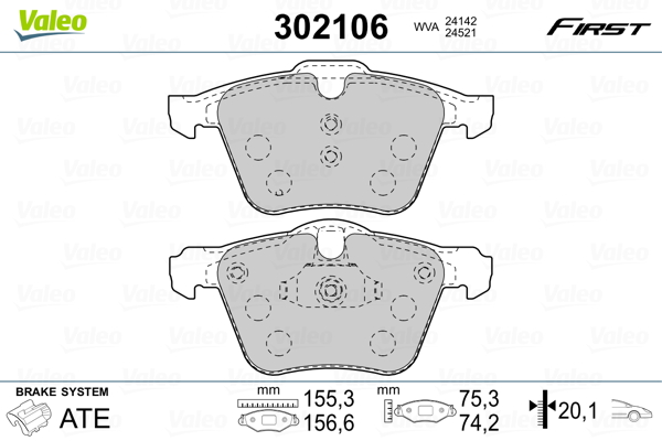 Placute frana VALEO 302106