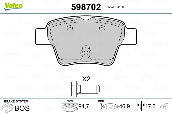 Placute frana VALEO 598702